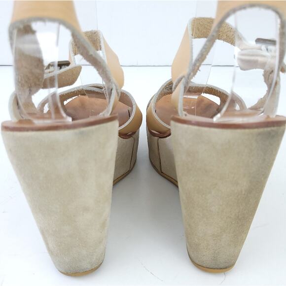 Manufacture d'Essai Wedge Platform Sandals Leather Suede Beige Neutral 39 (US 9) - Picture 4 of 8